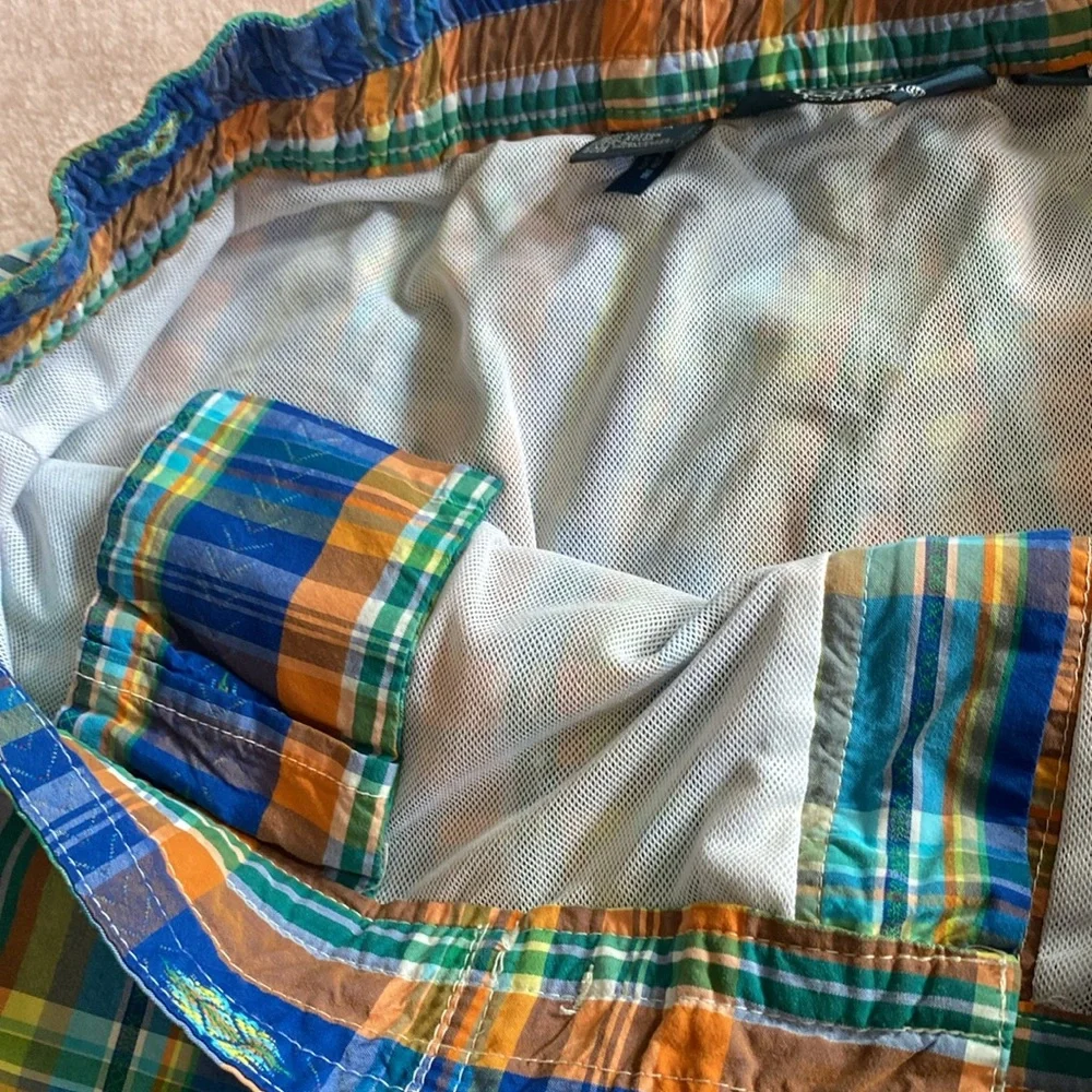Polo Ralph Lauren Vintage Swim Shorts‎ Mesh Lined Southwest Blue Plaid XL 35-37
